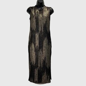 NWT FOREVER 21 WOMEN’S METALLIC TEXTURED SLEEVELESS MIDI DRESS SZ XS